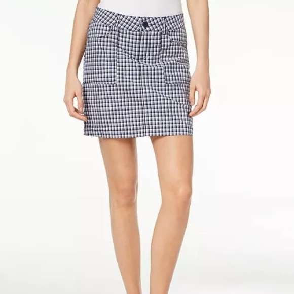 Lee Straight Fit Alyssa Mid-Rise Gingham Print Skort, Size 6 Medium - Picture 1 of 7